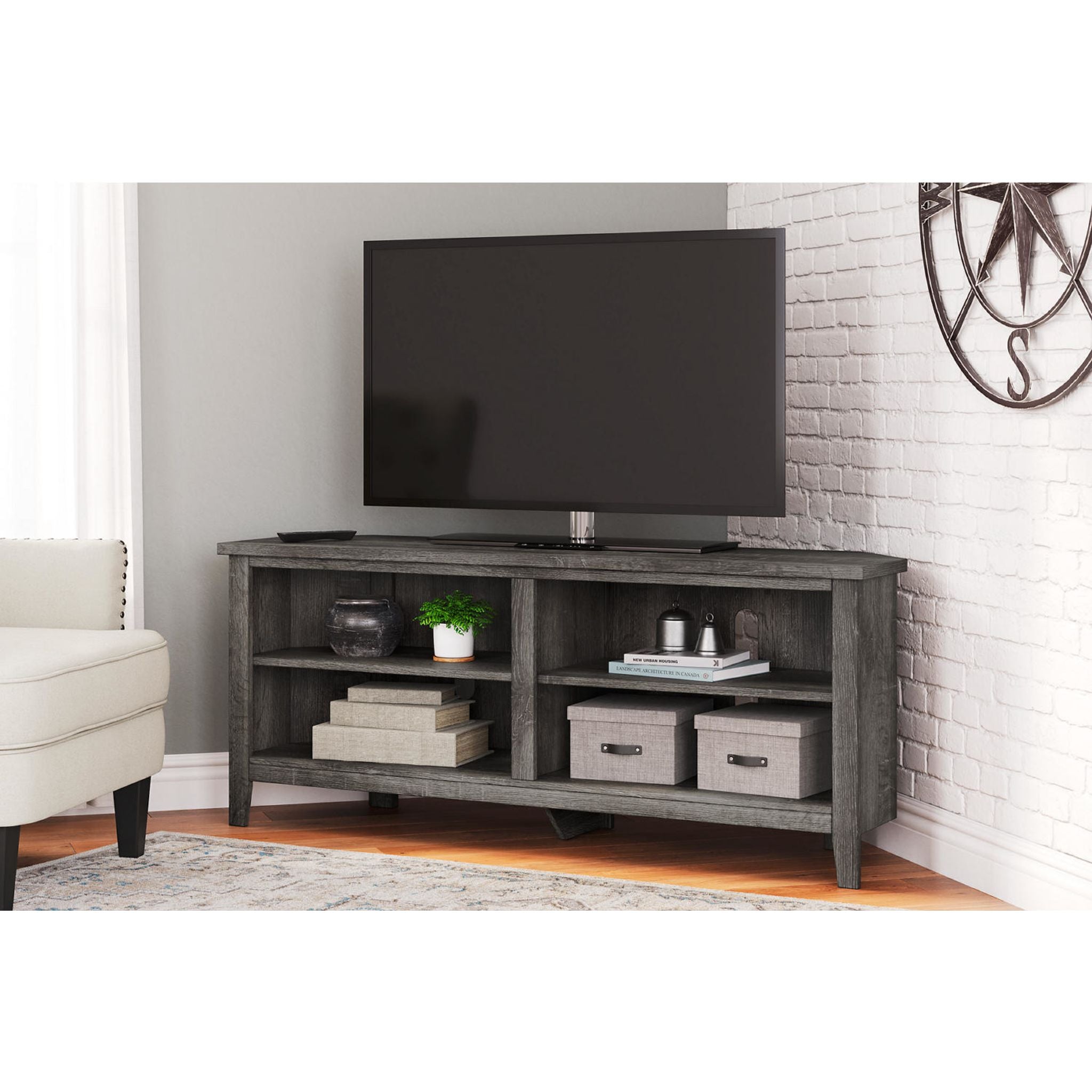 Arlenbry Modern TV Stand with Storage - 60 Inch Entertainment Center in Gray | Perfect for Living Room, Bedroom & Home Theater Setup