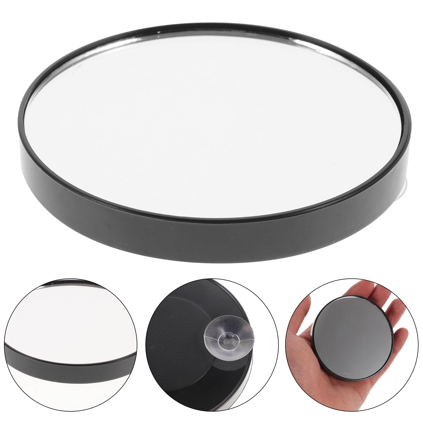HEALLILY 7.5cm 5X Magnifying Glass Mirror - Small Round Wall Mirror for Makeup, Cosmetic, Bathroom with Suction Cups (Black) - Perfect for Travel, Home Vanity & Professional Salon Use