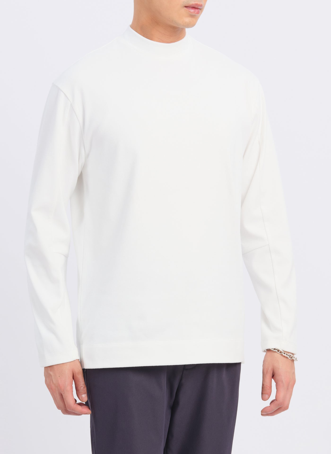 Premium Mercerized Cotton Mock Neck T-Shirt (T05) - Soft & Durable for Casual Wear, Layering & Everyday Comfort