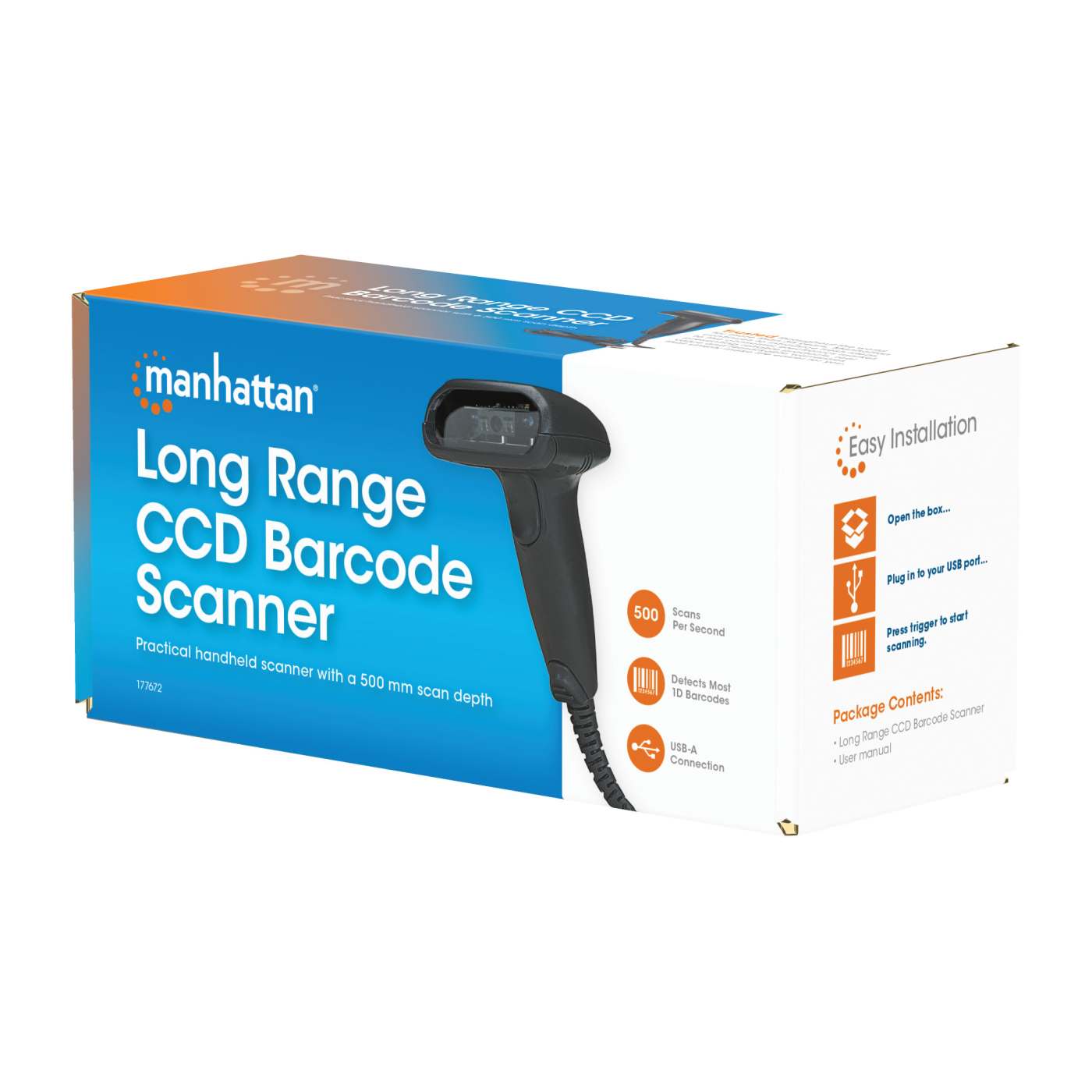 Long Range CCD Barcode Scanner - High Performance Wireless Barcode Reader for Retail, Warehouse & Inventory Management | Fast & Accurate Scanning for Long Distances
