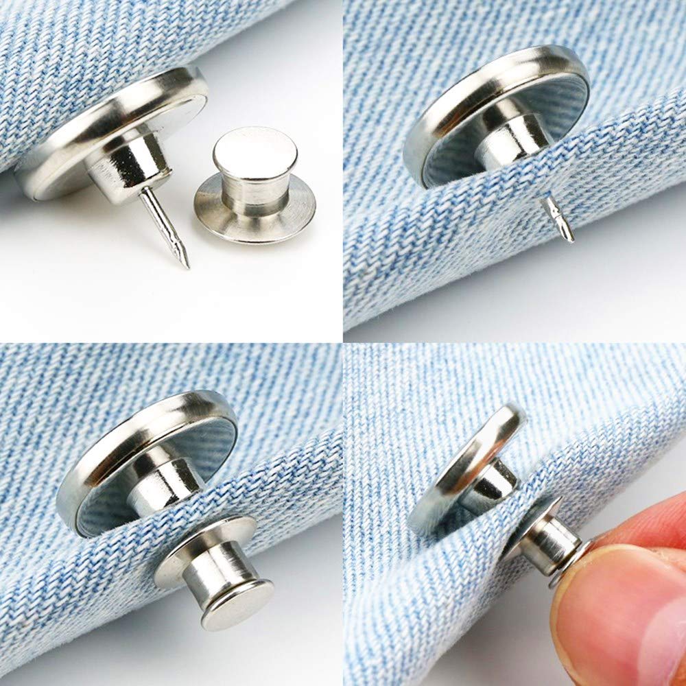 BetterJonny 10-Pack Adjustable Waist Buckle Extenders - Replacement Jean Button Set for Pants & Jeans - Perfect Fit Instant Waistband Adjuster - Ideal for Weight Fluctuations, Pregnancy & Comfort Wear