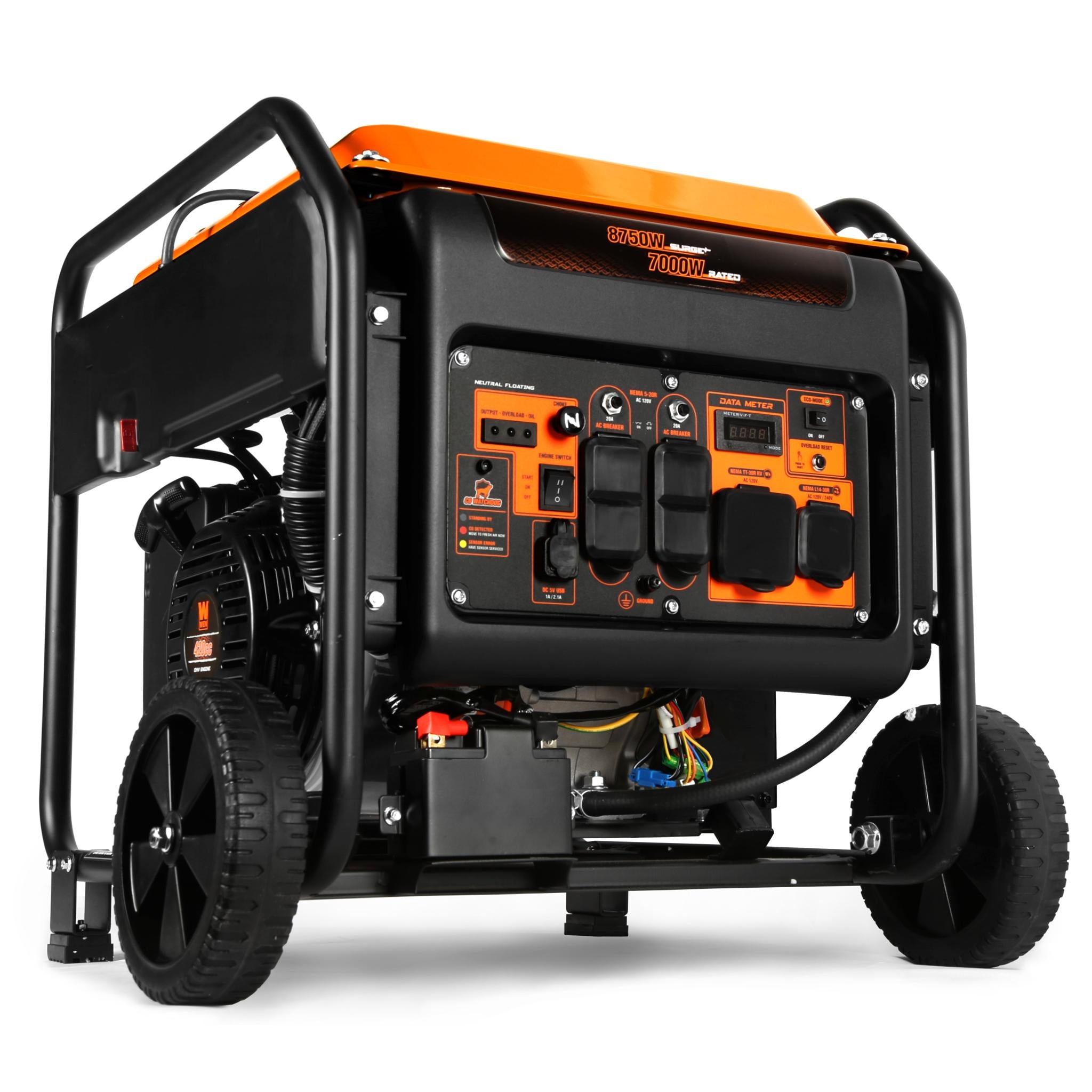 WEN GN875iX 8750W RV-Ready Dual Fuel Inverter Generator with CO Sensor - 120V/240V Electric Start Open Frame for Camping, Home Backup & Power Outages