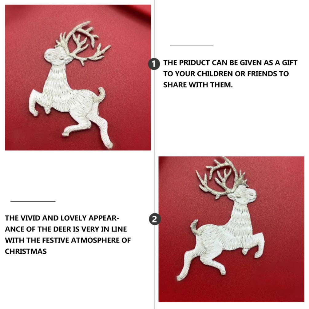 4Pcs Christmas Deer Iron-On Embroidery Patches - DIY Elk Applique for Hats, Clothes, Backpacks & Jeans - Festive Holiday Decor & Craft Supplies (Perfect for Christmas DIY Projects & Gift Making)