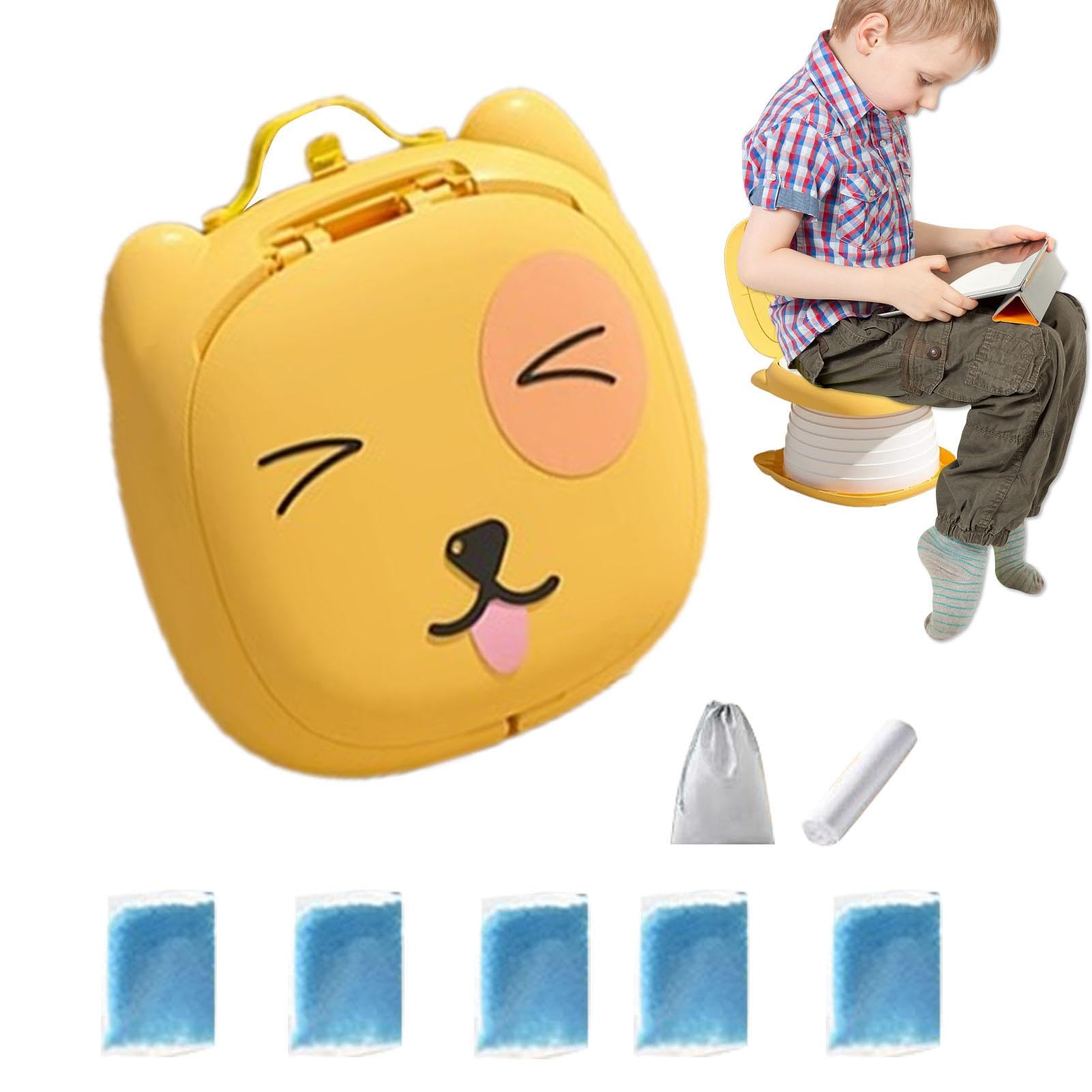 Foldable Travel Potty for Kids - Portable Car Toilet with Absorbent Paper | Durable & Sturdy Folding Design for Road Trips, Camping & Outdoor Adventures