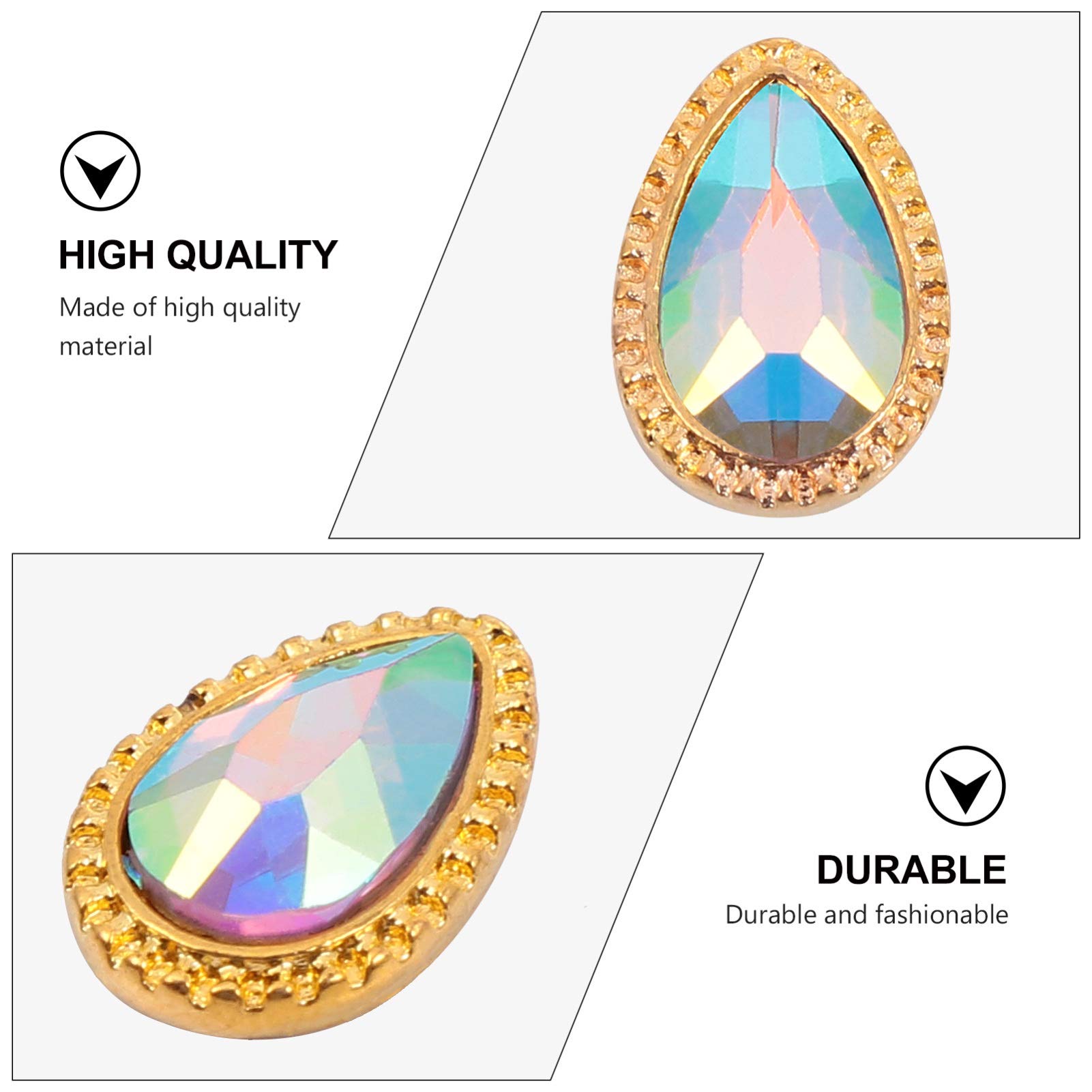 Beaupretty 30Pcs Crystal Nail Art Rhinestones - 3D Glitter Waterdrop Oval Nail Gems for DIY Manicure, Jewelry Making & Phone Charms | Flat Back Nail Studs for Nail Decor, Crafts & Accessories