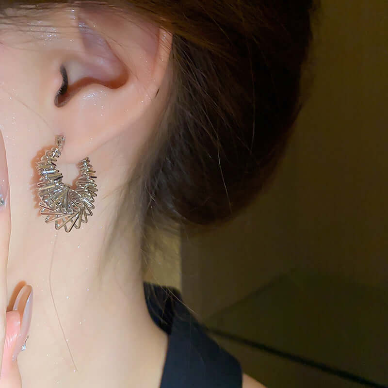 Trendy Spiral Triangle Hoop Earrings for Women | R1619 | Perfect for Parties, Date Nights & Everyday Wear