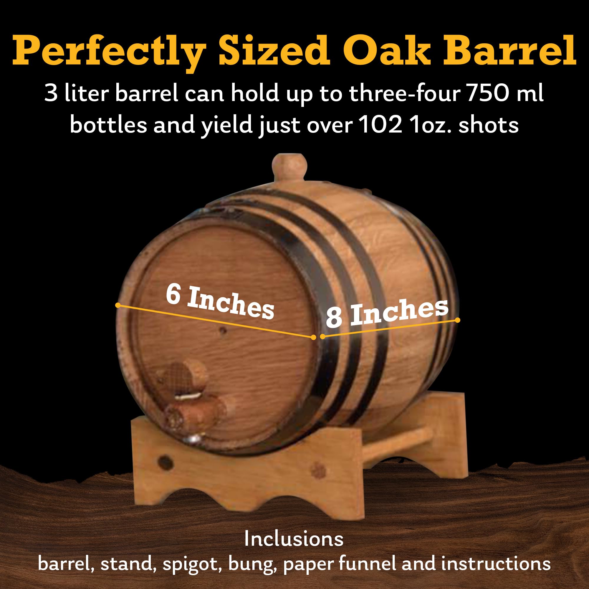 Custom Engraved 3 Liter Oak Barrels for Aging Whiskey, Rum, Tequila & Bourbon - Charred Oak Barrel for Home Distilling, Scotch & Wine - Personalized Gift for Whiskey Lovers & Home Brewers - Perfect for Home Bar, Man Cave & Distillery Decor