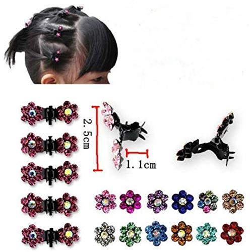 12 Pcs Mini Crystal Flower Hair Clips for Women & Girls - Non-Slip Hair Claw Clamps - Elegant Hair Accessories for Parties, Weddings & Daily Wear