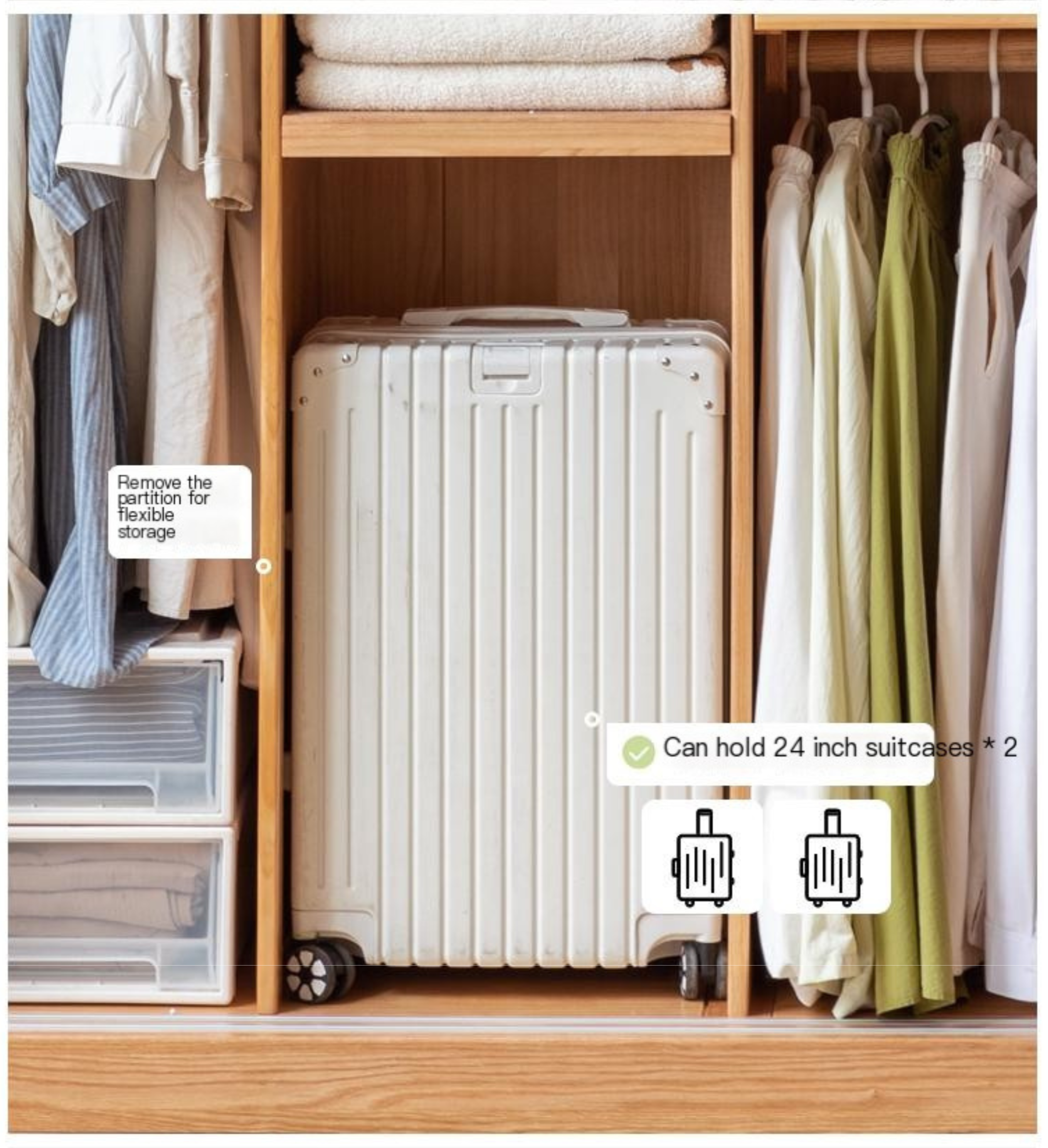 Stylish Oak & Ash Solid Wood Modern Wardrobe - Spacious Closet Organizer for Bedroom, Walk-in Closet & Guest Room Storage