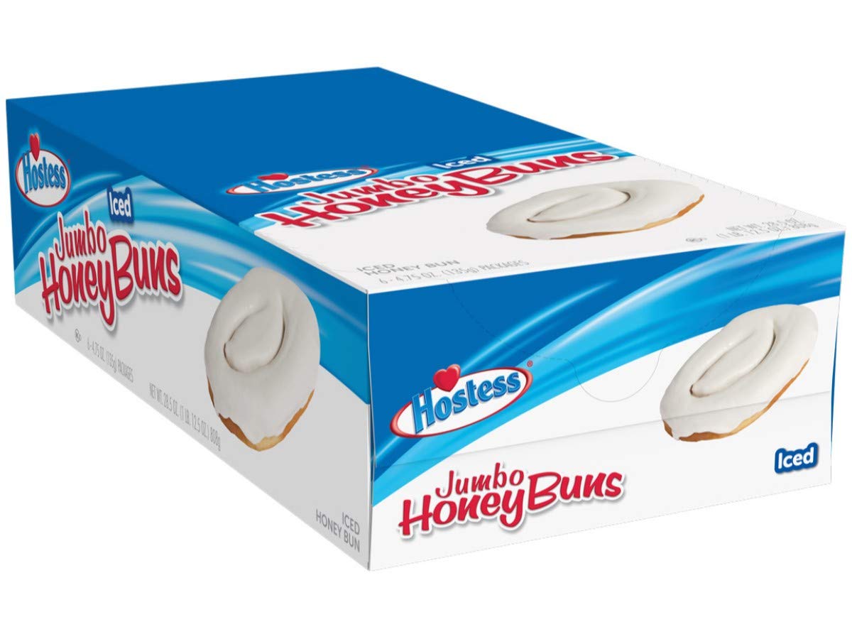 Hostess Jumbo Iced Honey Bun - 4.75oz (36 Count Bulk Pack) | Sweet Breakfast Pastry for Office Snacks, School Lunches & Road Trips