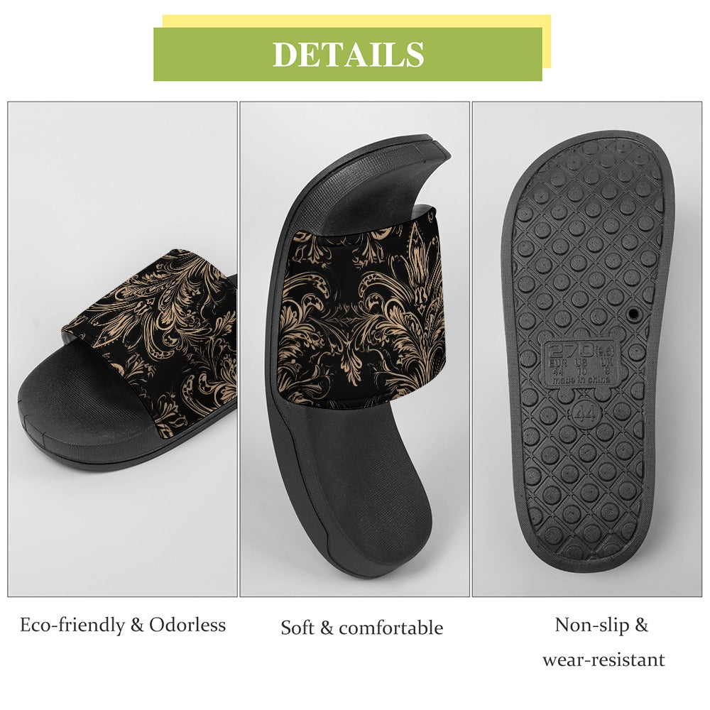 Gothic Bronze Pattern PVC Sandals for Women - Stylish & Comfortable Summer Beach Walking Shoes for Outdoor, Vacation, and Casual Wear