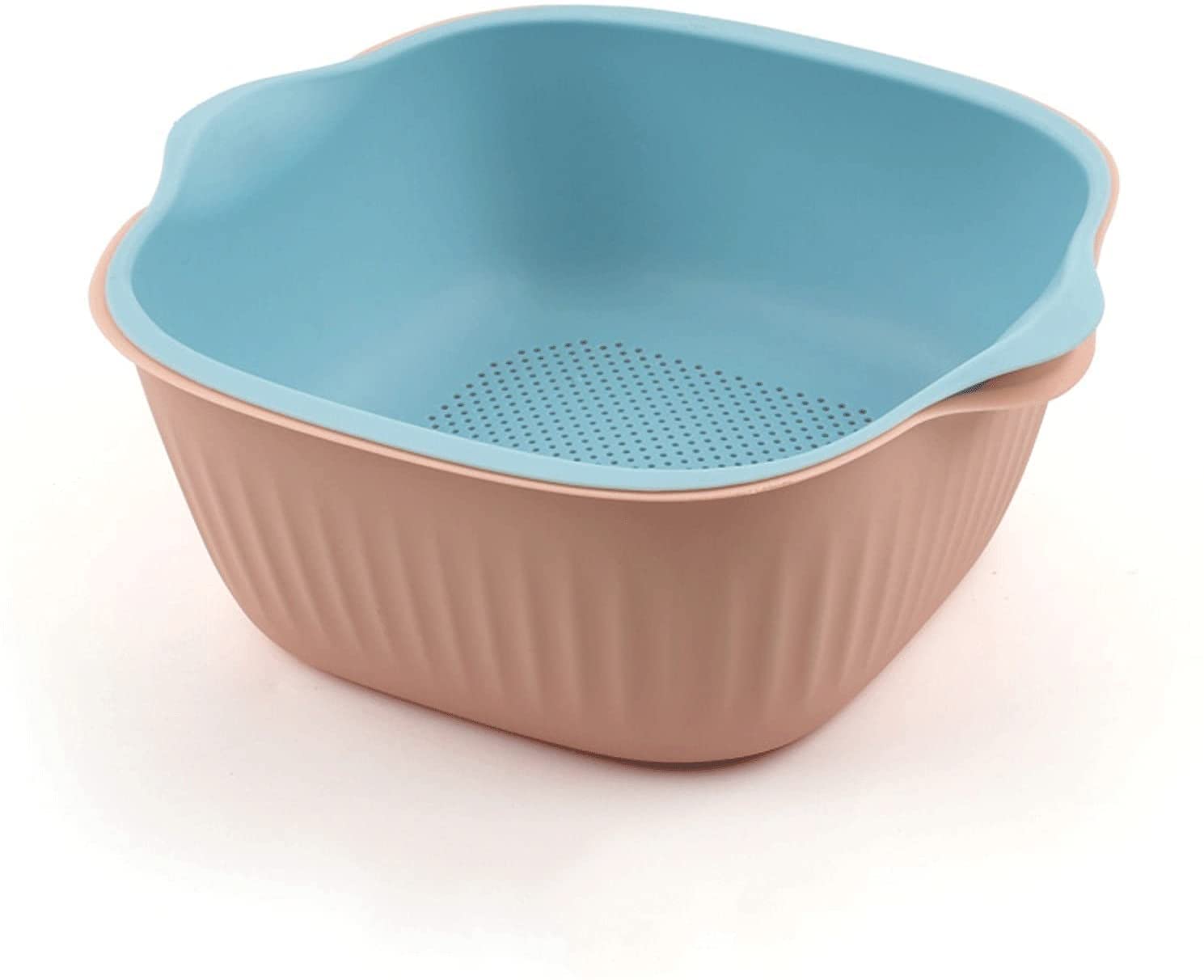2-in-1 Square Plastic Sink Strainer Colander with Handle - Double Layer Removable Drain Basket for Fruits, Pasta & Vegetables | Kitchen Sink Filter for Easy Washing & Draining | Perfect for Meal Prep, Salad Making & Dish Cleaning