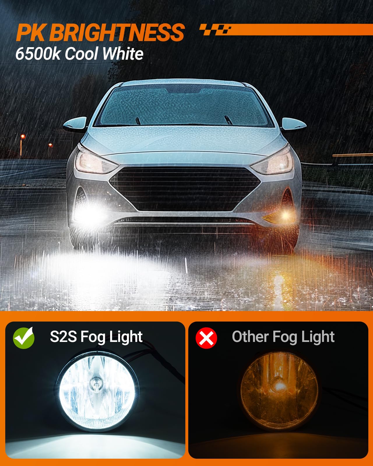 SEALIGHT S2S H13 H10 LED Headlight Bulbs Combo Kit - 44000LM Ultra Bright, 14000RPM Cooling Fan, 1:1 Design for 9140 9008 Fog Lights - Plug & Play Replacement (Pack of 4) - Perfect for Night Driving, Off-Roading & Extreme Weather Conditions