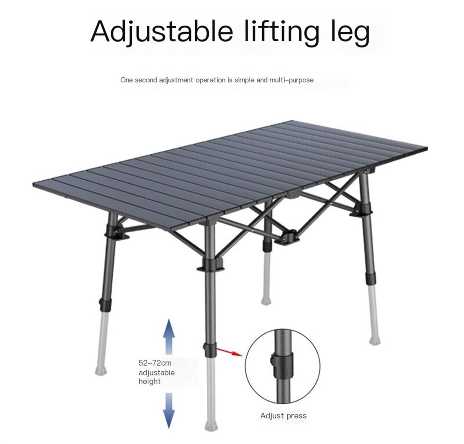 KIRANDY Portable Folding Picnic Table - Lightweight Aluminum Camping Table with 7-Piece Chair Set & Carry Bag - Perfect for Outdoor Travel, Beach, BBQ, and Backyard Gatherings
