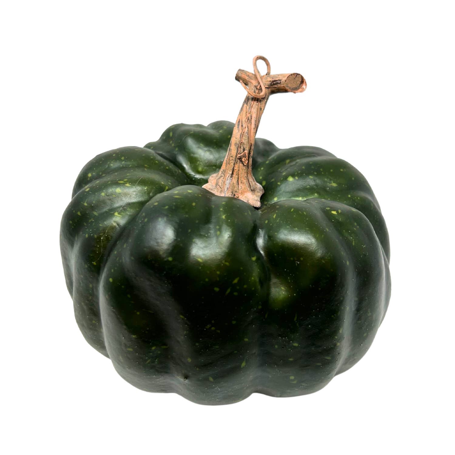 French Country Pumpkin Decor - 5.25 x 4.5 Inch Green Ceramic Fall Table Centerpiece for Thanksgiving, Autumn Home Decor, Farmhouse Kitchen Display