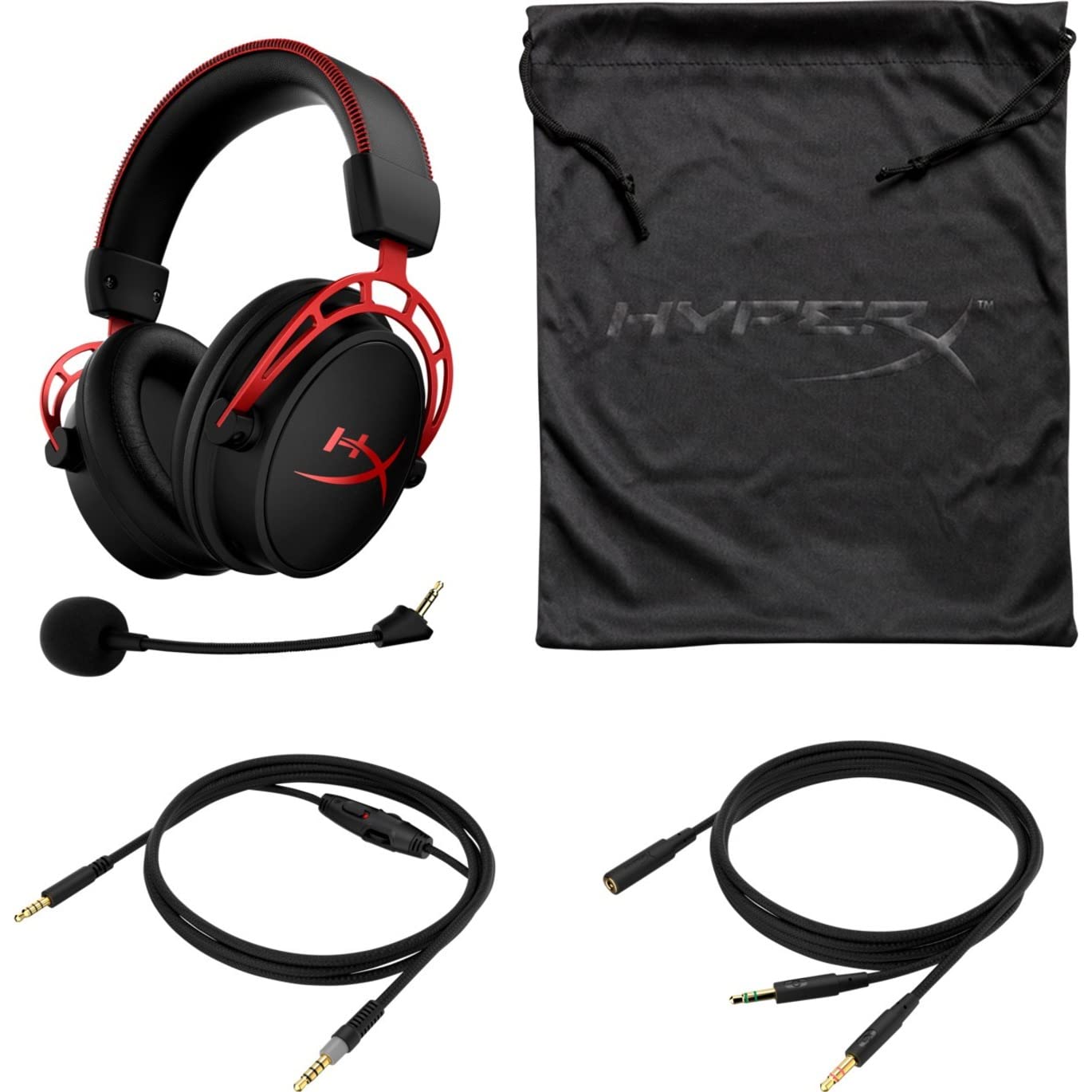 HyperX Cloud Alpha Wired Gaming Headset with Detachable Noise-Cancelling Mic - Dual Chamber Drivers, Memory Foam Ear Cushions for PC, PS4, Xbox & Nintendo Switch (Renewed, Black/Red) - Perfect for Competitive Gaming & Long Streaming Sessions