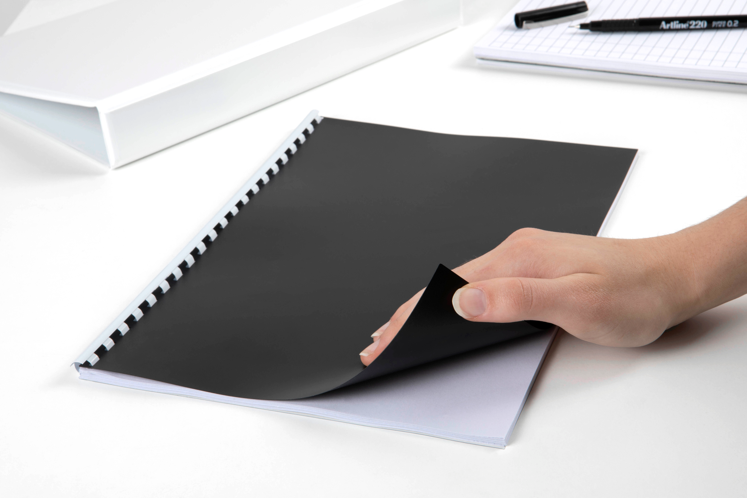 Premium A4 Polypropylene Black Binding Cover 300 Micron - Pack of 25 - Durable Document Presentation Covers for Reports, Presentations & Office Organization