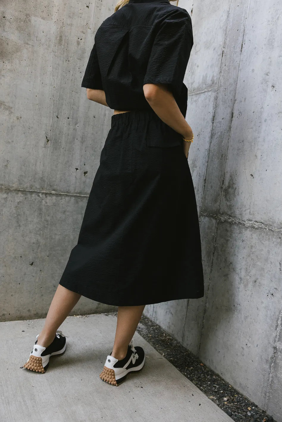 Stylish Mallory Textured Black Skirt for Women | Trendy A-Line Midi Skirt | Perfect for Office, Date Night & Casual Outfits | FINAL SALE