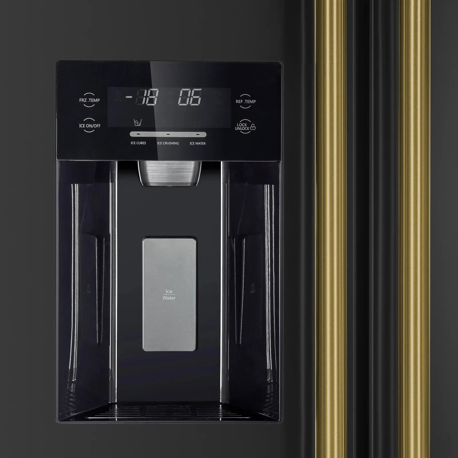 **Forno Espresso Salerno 36-Inch Side by Side Refrigerator with Water Dispenser - Black Finish & Antique Brass Handle (Model FFRBI1844 36BLK) - Perfect for Modern Kitchens & Entertaining**