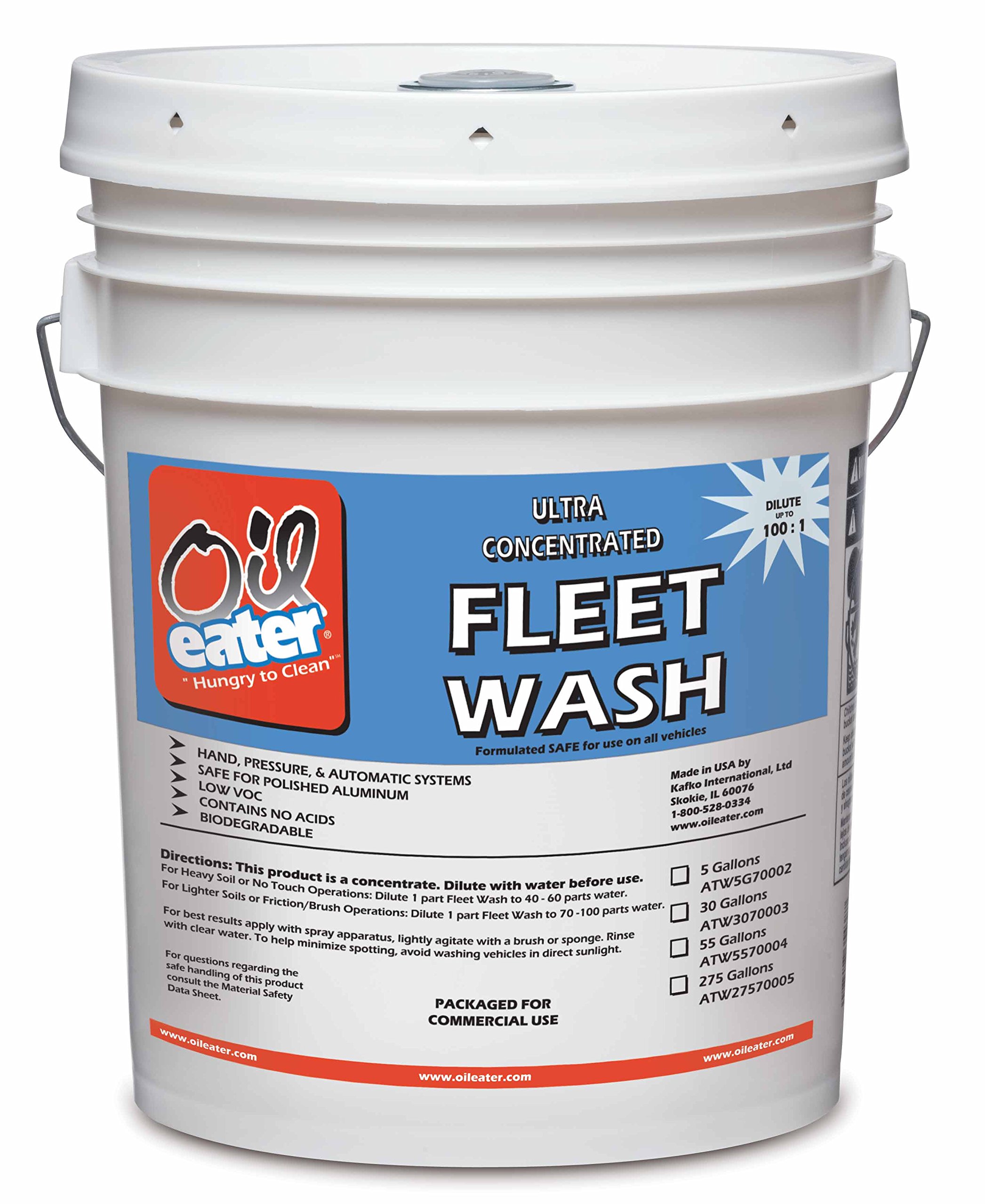 Oil Eater ATW5G70002 Fleet Wash Degreaser - 5 Gallon, Colorless Industrial Strength Cleaner for Trucks, Heavy Equipment & Garage Floors
