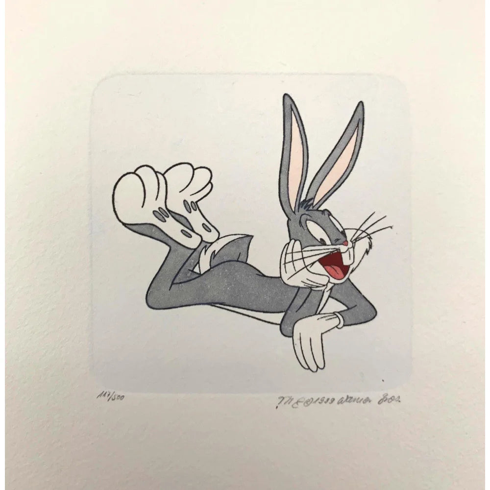 Bugs Bunny Etching Artwork by Sowa & Reiser - Limited Edition D/500 - Hand Painted Looney Tunes Collectible - Perfect for Cartoon Lovers' Home Decor & Gift Giving