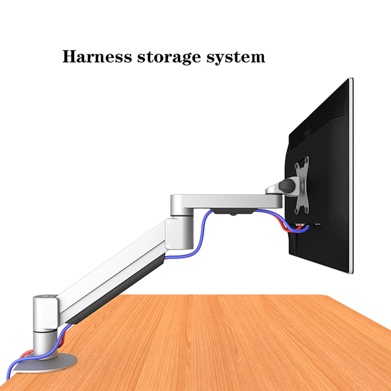 Adjustable Heavy Duty Single Monitor Desk Mount Stand - Ergonomic Robotic Arm for 22 to 43 Inch Flat/Curved Screens (Supports Up to 26.4lbs) - Perfect for Home Office, Gaming Setup & Workspace (White)