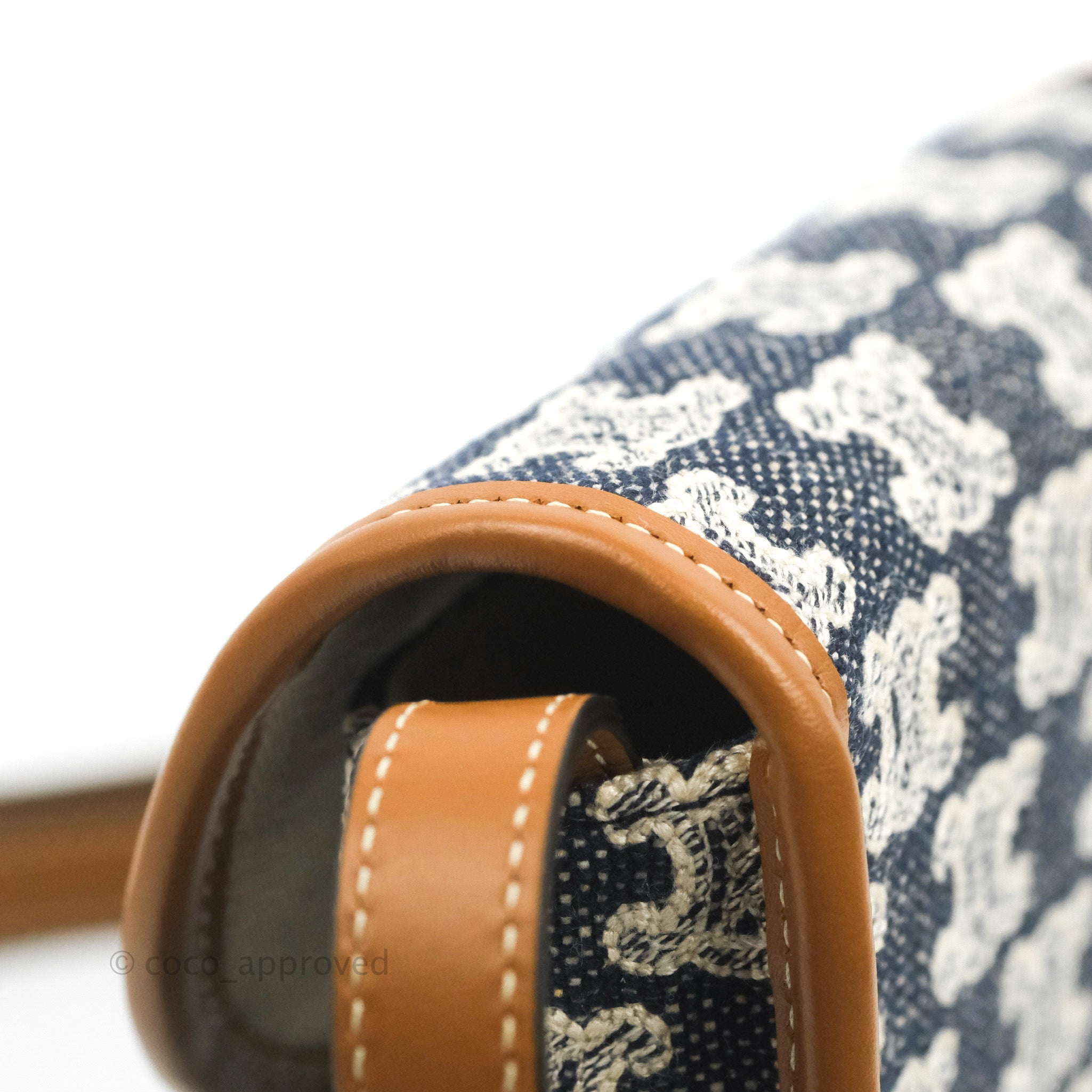 Celine Mini Besace Navy Textile Crossbody Bag with Triomphe Embroidery Calfskin Leather - Perfect for Everyday Use, Travel & Fashion Accessories
