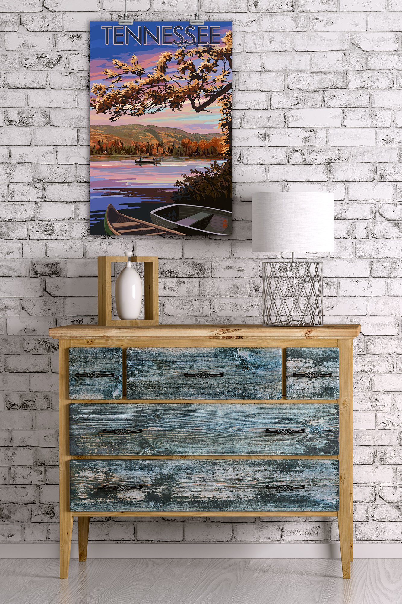 Lantern Press 16x24 Inch Giclee Print - Tennessee Lake at Dusk Wall Art | Premium Canvas Landscape Painting for Home & Office Decor | Perfect for Living Room, Bedroom or Office Wall Decor