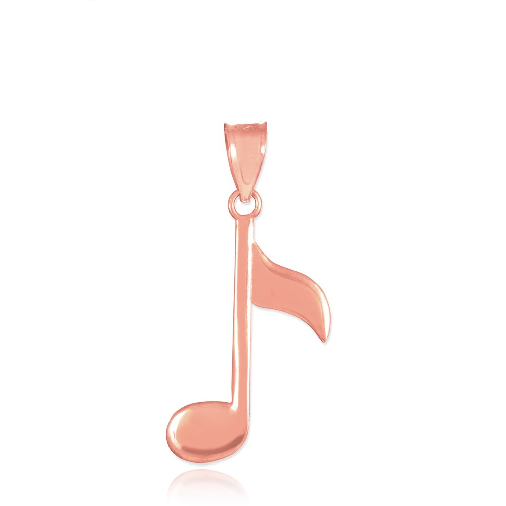 10K Rose Gold Eighth Note Musical Note Necklace Pendant - Perfect Gift for Musicians, Music Lovers & Graduates - Ideal for Concerts, Performances & Special Occasions