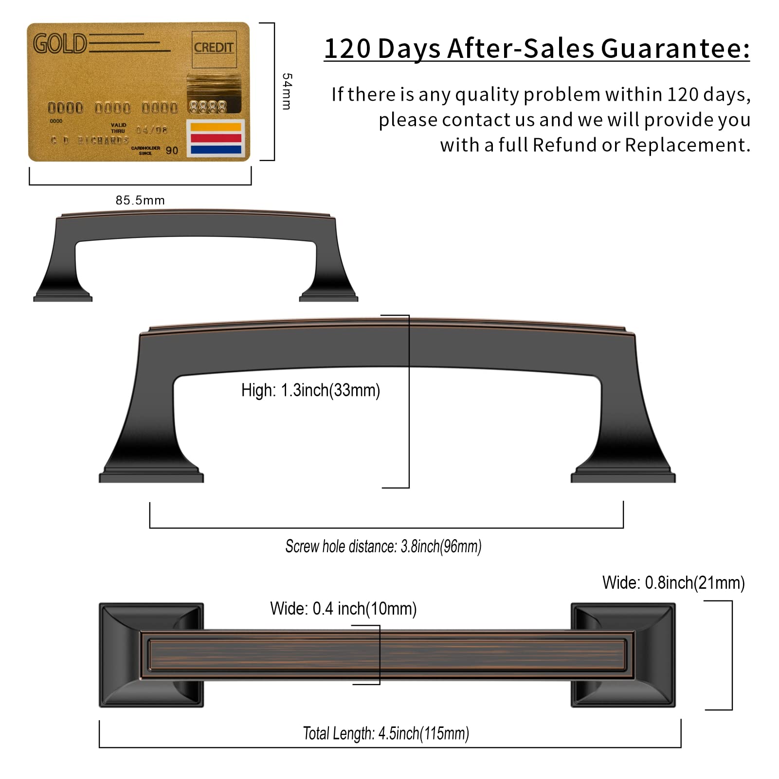 Amerdeco 10 Pack Oil Rubbed Bronze Cabinet Pulls 3-3/4 Inch for Kitchen & Bathroom