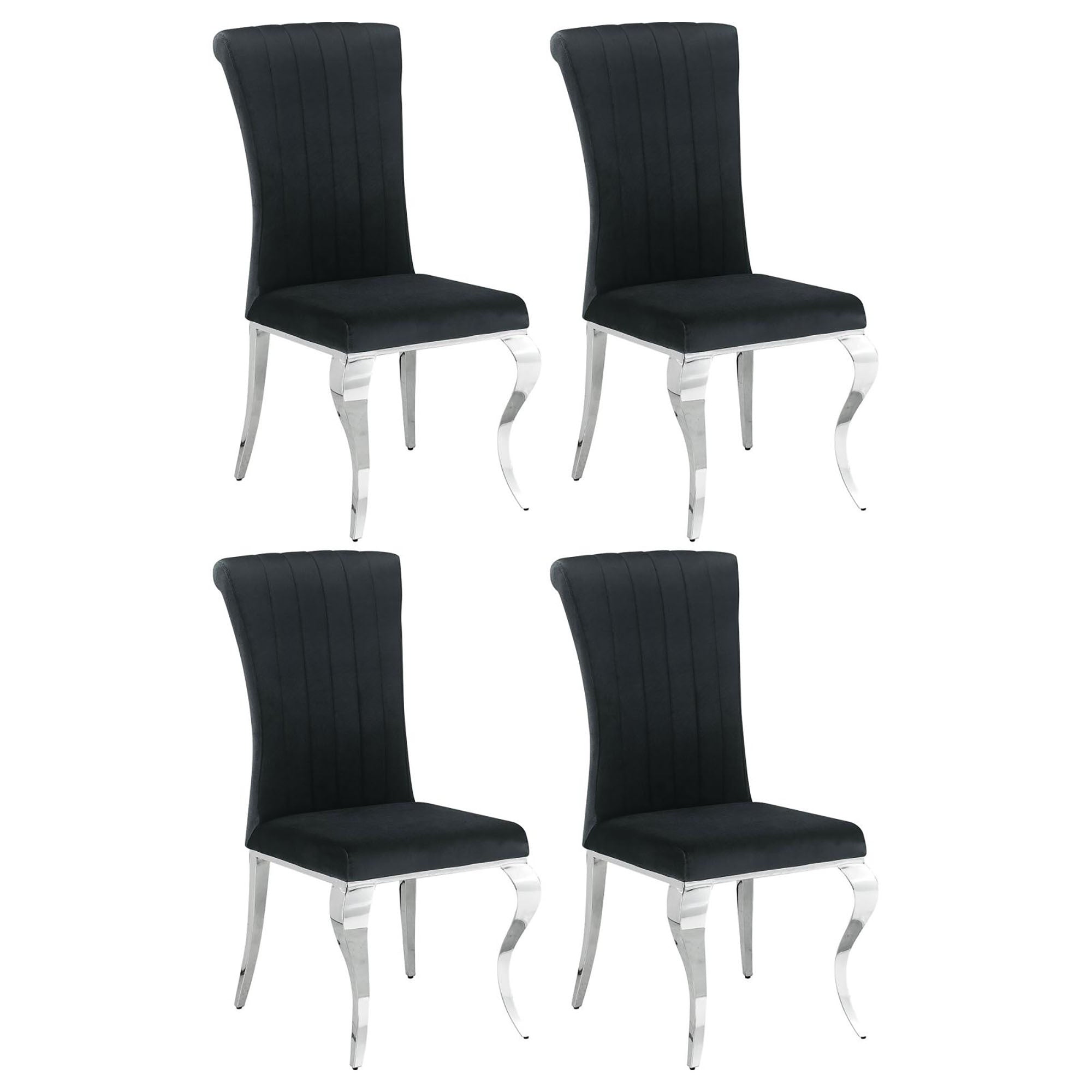 Modern Black Upholstered Dining Side Chairs Set of 4 - Comfortable Fabric Kitchen Chairs with Wooden Legs - Perfect for Dining Room, Kitchen, Office or Small Space Decor