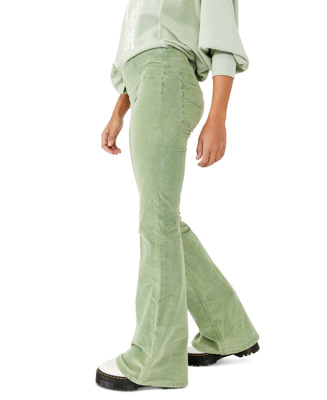 Free People Women's High Waisted Pull-On Flare Corduroy Pants - Soft Stretch Comfort for Casual Outfits & Boho Style