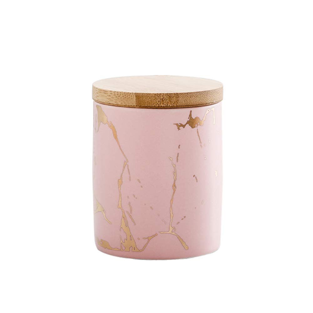 Premium Ceramic Food Storage Jar with Airtight Bamboo Lid - Modern Marble Design Canister for Tea, Coffee, Spices, Sugar & Dry Goods | Kitchen Pantry Organization & Countertop Decor