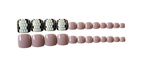 24Pcs Acrylic False Toenails with Glue - Full Cover Artificial Toe Nails for Women, Pedicure Art, Fake Feet Nails - Perfect for Home Manicure, Salon Use & Special Occasions