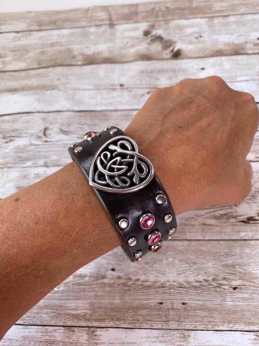 Celtic Matching Cuff Leather Bracelet for Men & Women - Handmade Genuine Leather Wristband - Perfect for Couples, Weddings, Anniversaries & Celtic-Themed Events