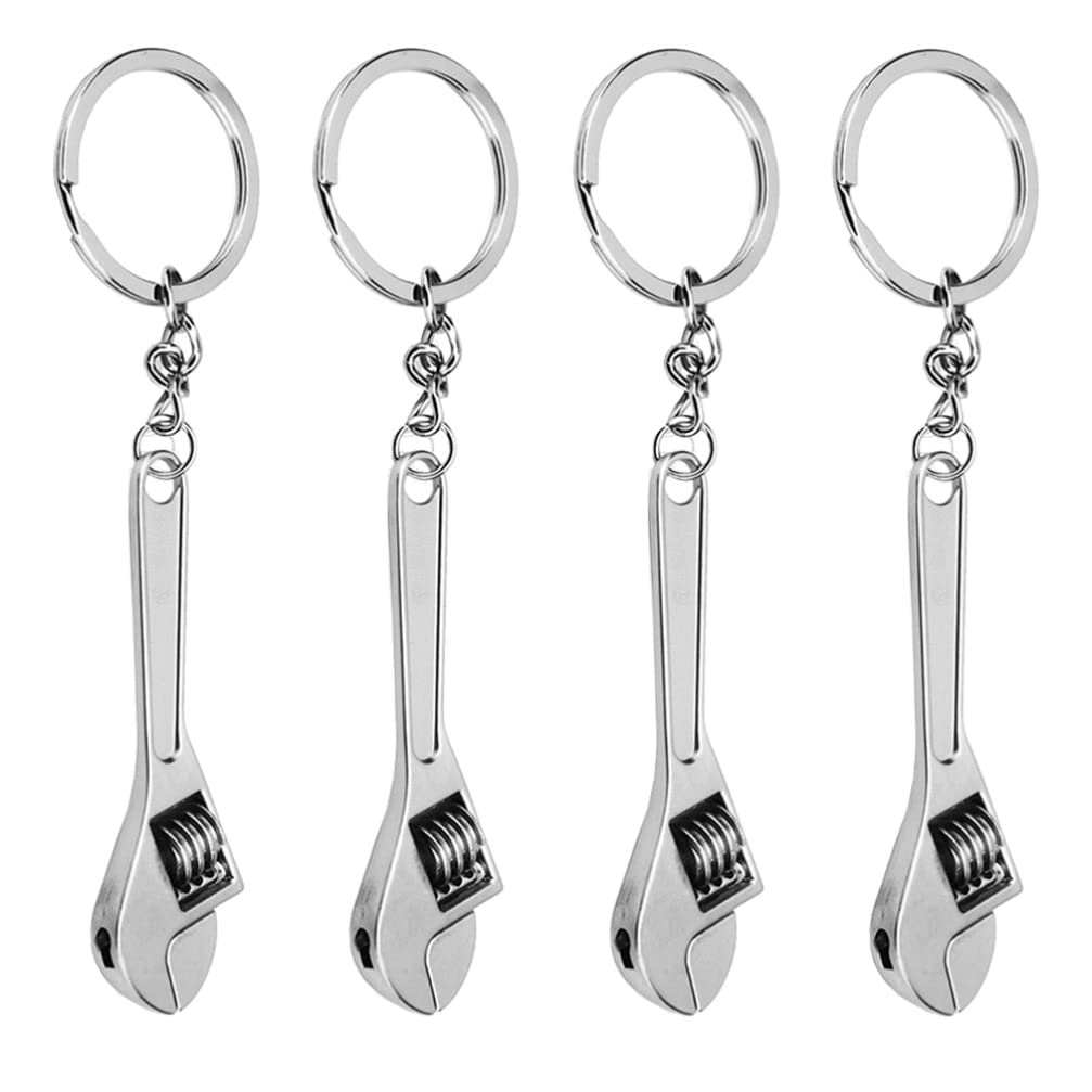 4pcs Durable Metal Wrench Keychain Set for Home & Car Keys