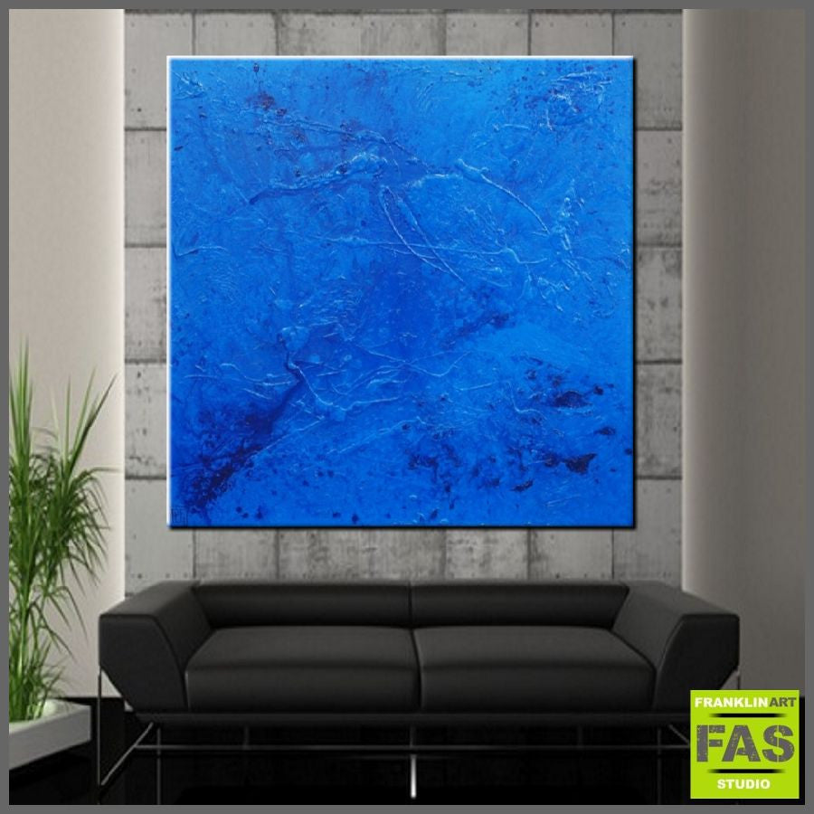 Abstract Blue Wall Art - Modern Canvas Painting for Home & Office Decor | Perfect for Living Room, Bedroom, or Office Spaces