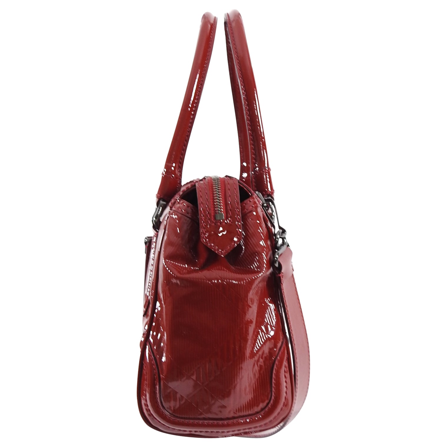 Burberry Red Patent Leather Satchel Bag with Adjustable Shoulder Strap - Perfect for Work, Travel & Everyday Use
