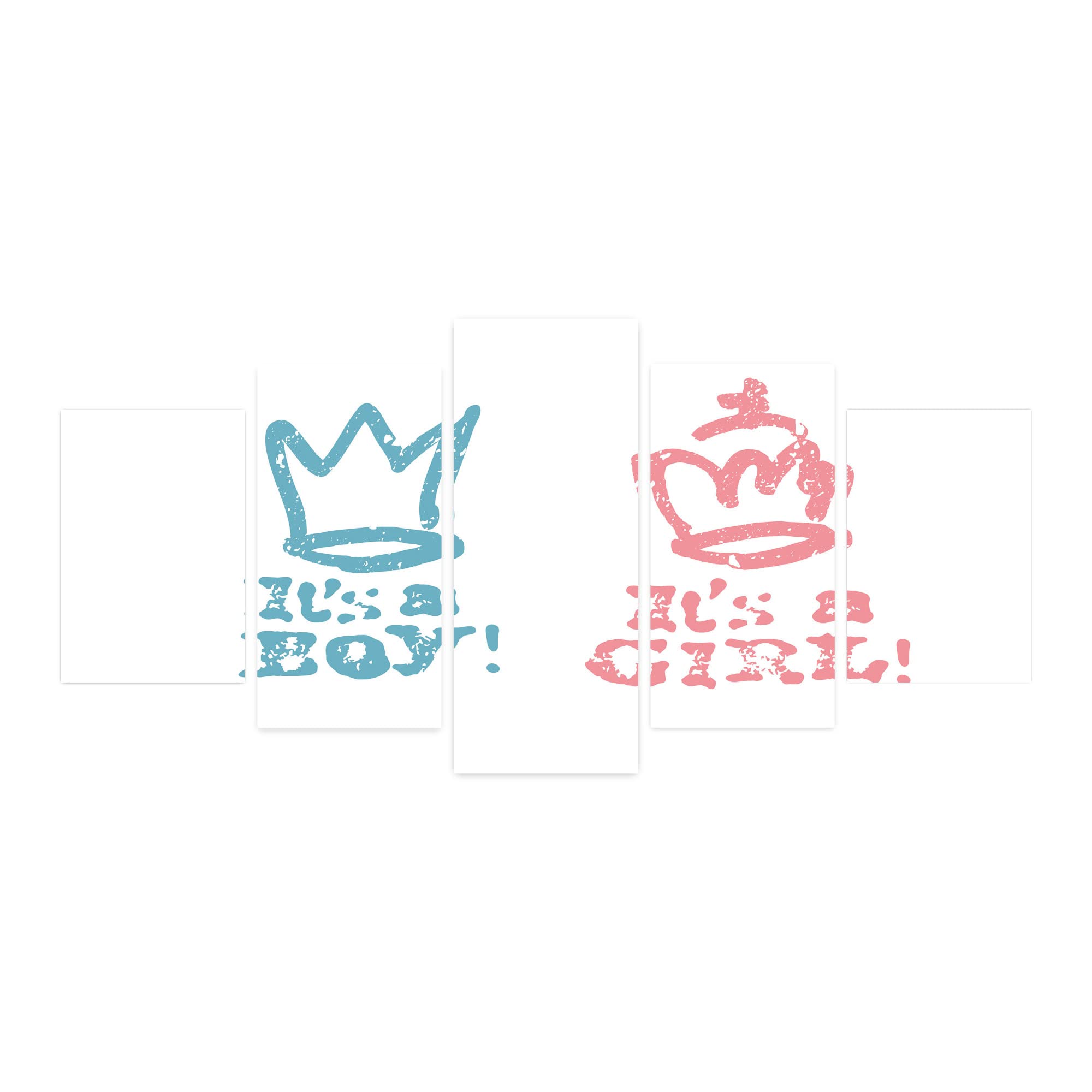 Ambesonne Gender Reveal 5-Panel Acrylic Glass Wall Art - Pastel Pink & Blue Baby Shower Decor with Crown Design (60