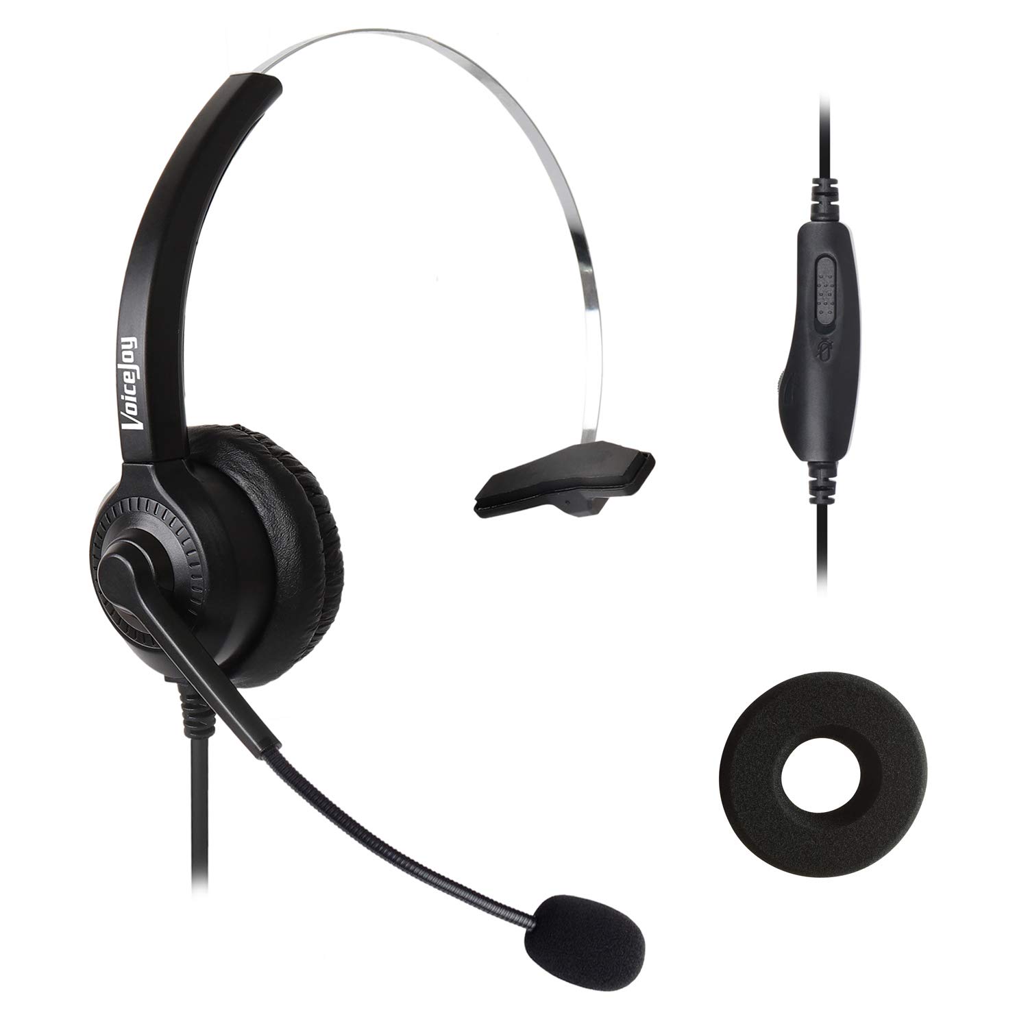 Noise Canceling Monaural RJ9 Corded Headset for Cisco 7942/7971/8841/9941 IP Phones - Volume & Mute Control - Office Telephone Headphones for Call Centers & Customer Service