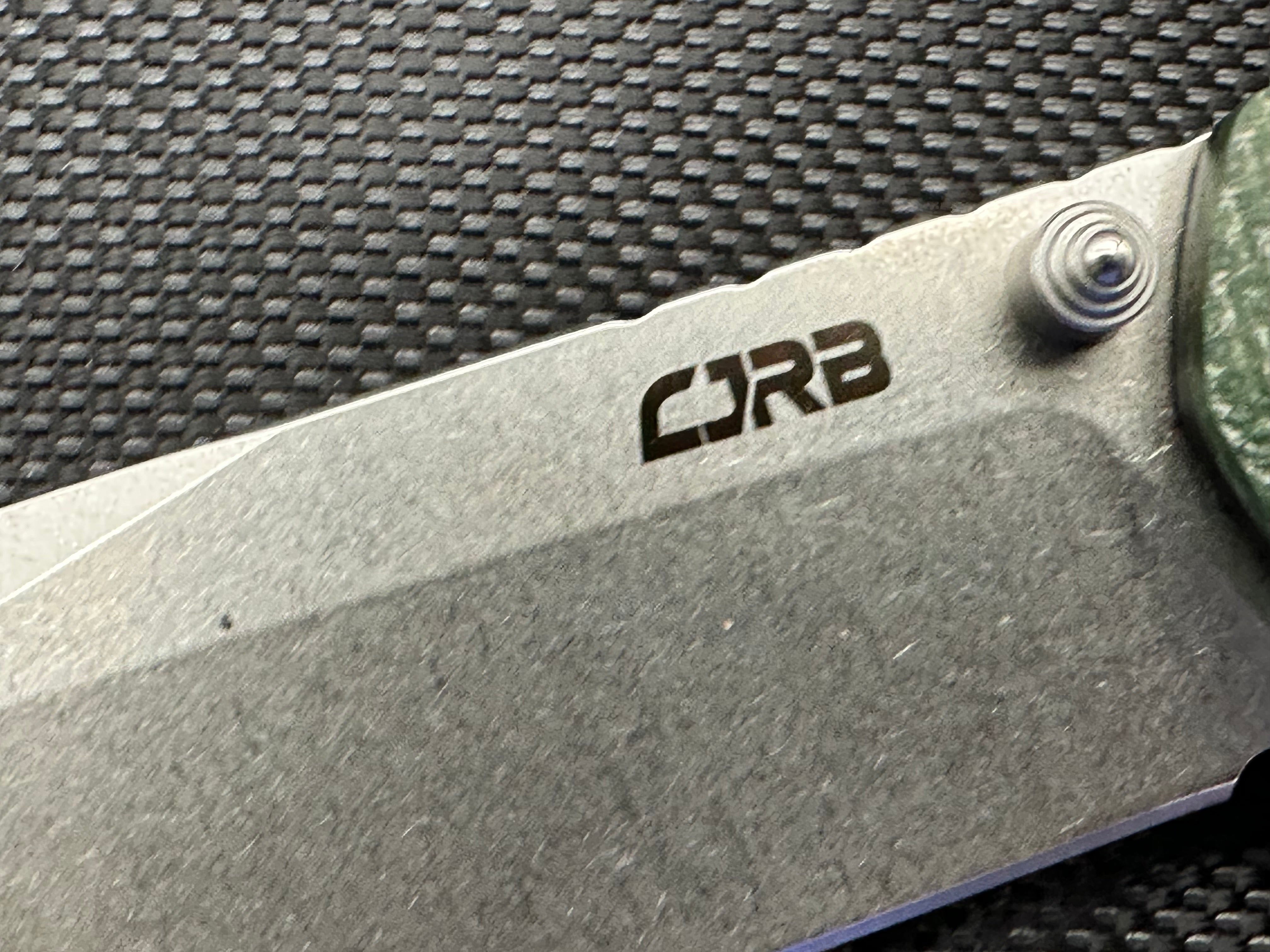 CJRB CHORD Button Lock Folding Knife - Green Micarta Handle, AR-RPM9 Steel, Plain Edge, Stonewash Finish - EDC, Outdoor, Camping, Survival Gear