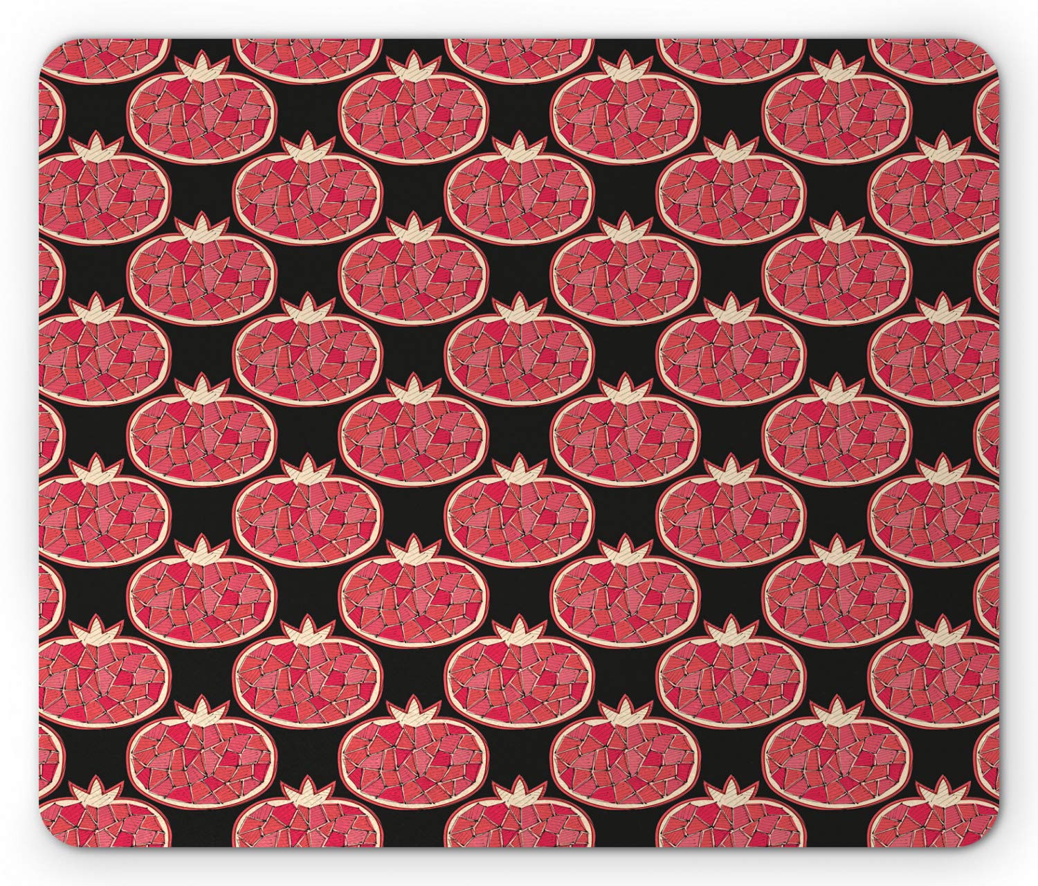 Ambesonne Pomegranate Mouse Pad - Non-Slip Rubber Gaming Mousepad with Mosaic Fruit Design in Charcoal Grey & Coral | Standard Size Computer Accessory for Office & Home Workspace