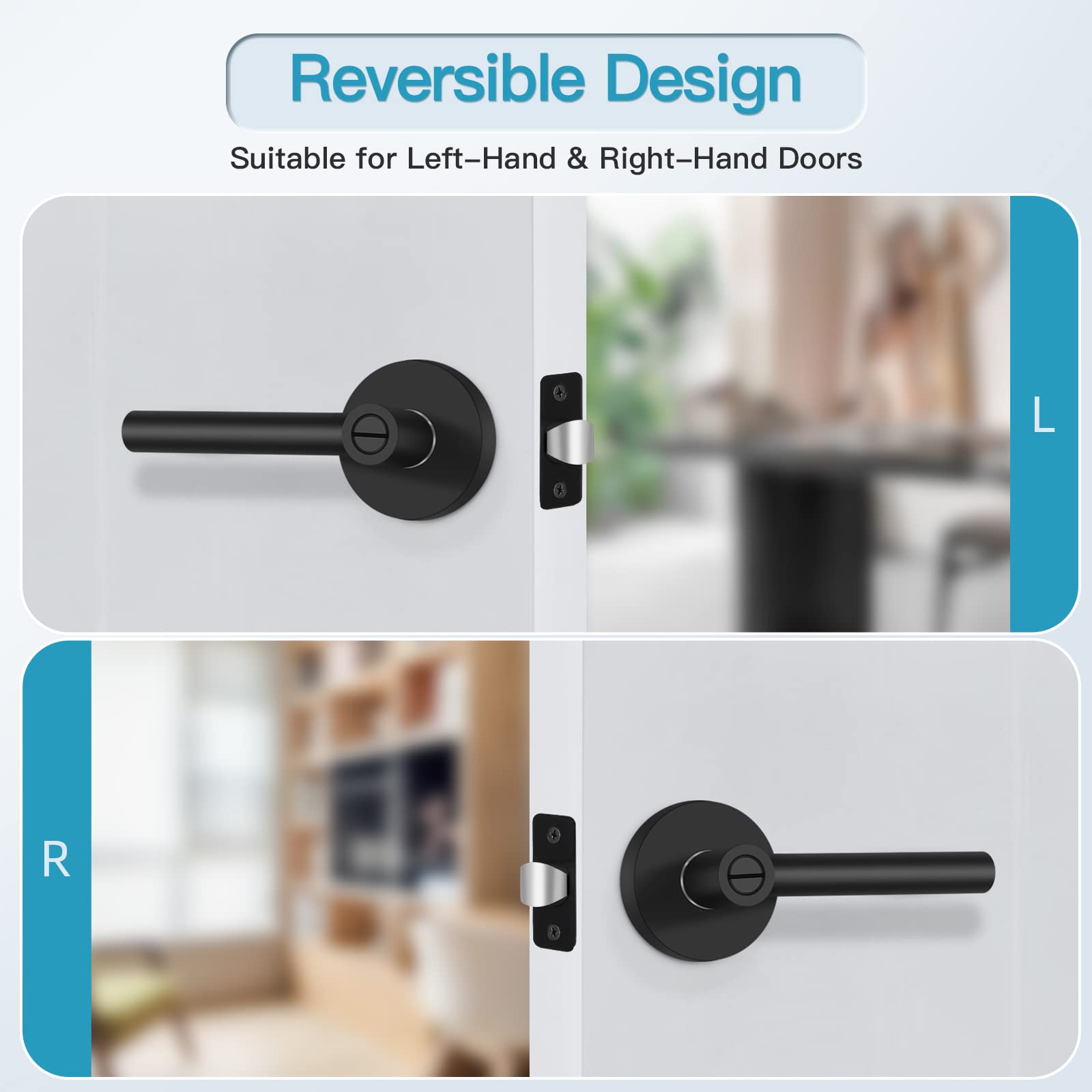 Heavy Duty Privacy Door Lever - Thumb-Turn Lock for Bathroom & Hallway