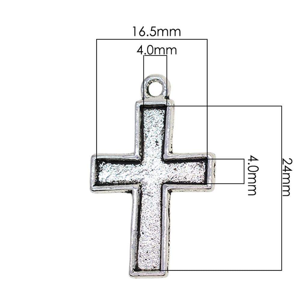 30Pcs Antique Tibetan Style Alloy Cross Pendant Cabochon Bezel Settings - DIY Jewelry Making Supplies for Necklace, Bracelet, Earrings - Perfect for Boho, Vintage & Gothic Jewelry Designs