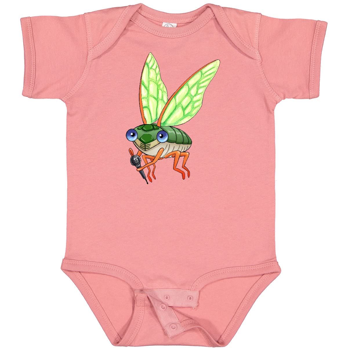 Inktastic Cute Cicada with Microphone Baby Bodysuit - Soft Cotton Onesie for Newborns & Infants - Perfect for Music Lovers, Photo Shoots & Everyday Wear