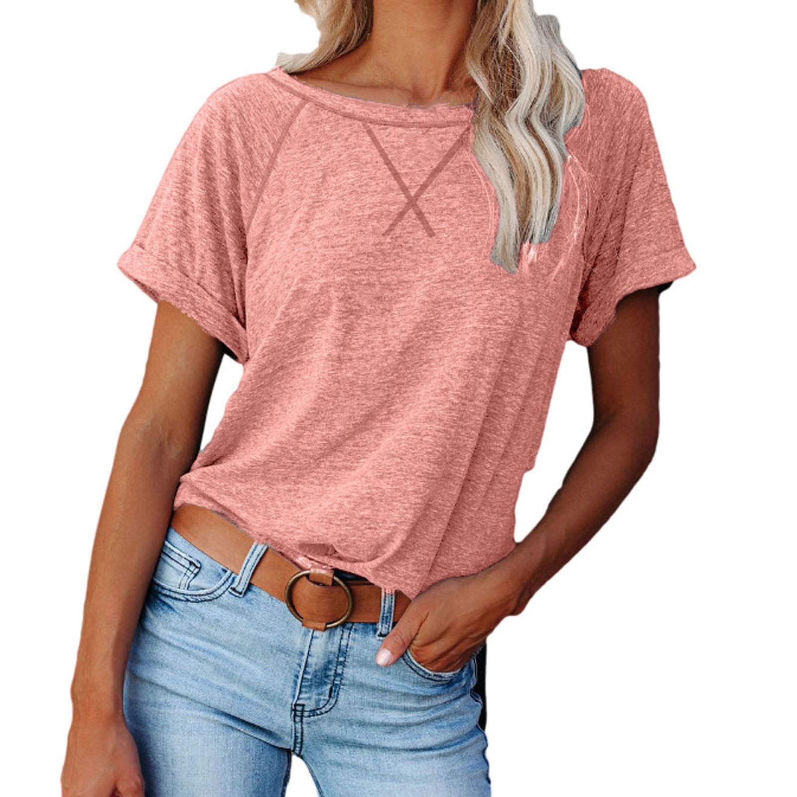 Navy Blue Women's Casual Crewneck Short Sleeve Tee - Ultra Soft Solid Color T-Shirt for Women (Pack of 3) - Perfect for Everyday Wear, Weekend Outfits & Layering