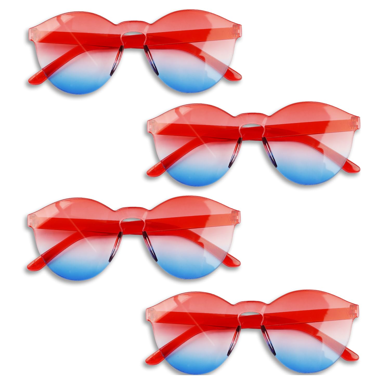 4th of July Patriotic Sunglasses - Red White & Blue Heart-Shaped Rimless Sunglasses for Women & Men - Perfect for Independence Day Parties, BBQ, Beach & Summer Festivals