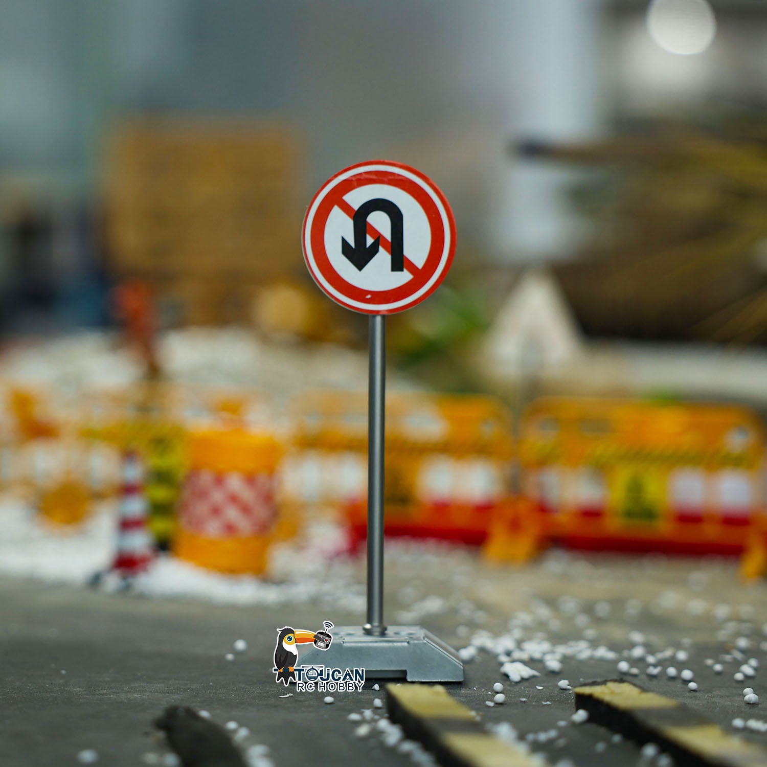 1/14 Scale Metal Simulation Traffic Signs for RC Construction Vehicles, Tractor Trucks & Dump Radio Control Car Models - Perfect for RC Construction Site Scenes & Display Collections