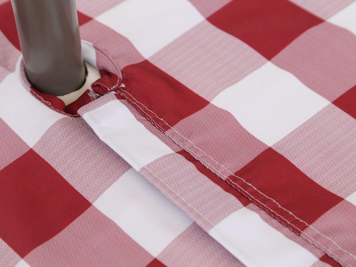 Poise3EHome Waterproof Outdoor Rectangle Tablecloth with Umbrella Hole - Red and White Checkered Picnic Table Cover (60x104 Inches) for Patio, Camping, BBQ & Spring Parties