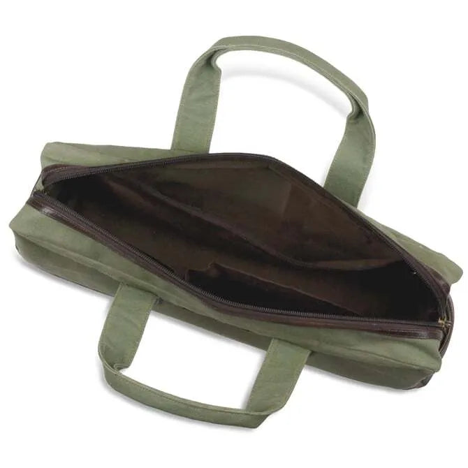Boldric Chef Carryall Tote Bag - Green Canvas with Brown Leather Trim - Durable & Stylish for Kitchen, Grocery Shopping & Travel